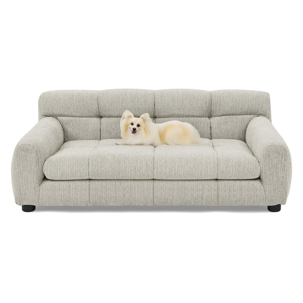 English Elm Soft linen pet sofa with backrest and armrests for medium to large dogs, modern rectangular comfort design Beige W487P266088