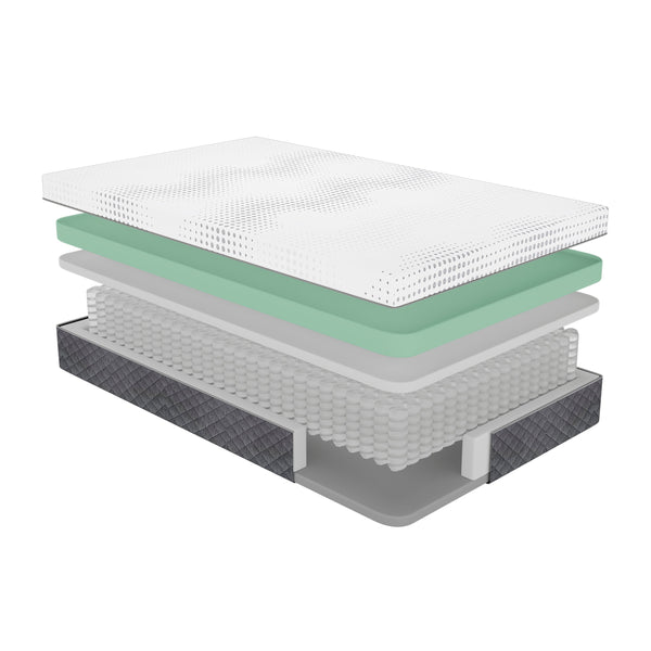 English Elm 12" Full Gel-Infused Green Tea Memory Foam Hybrid Mattress, 12" Plush Pocket Coils, Breathable USA-made B011P218277