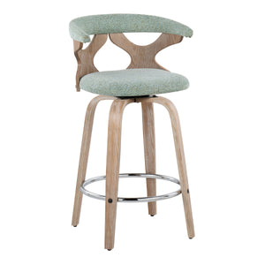 English Elm Gardenia Contemporary 26" Fixed-Height Swivel Counter Stool with Padded Fabric Seat and Chrome FootrestGardenia Contemporary 26" Fixed-Height Swivel Counter Stool with Padded Fabric Seat and Chrome Footrest Green B202S00294