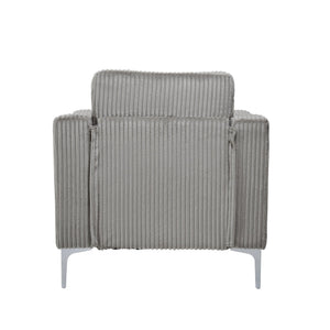 English Elm Lounge Corduroy Arm Seat with Steel Legs — Modern Convertible Single-Seat Sofa, Plush Foam Comfort Gray W3098S00023