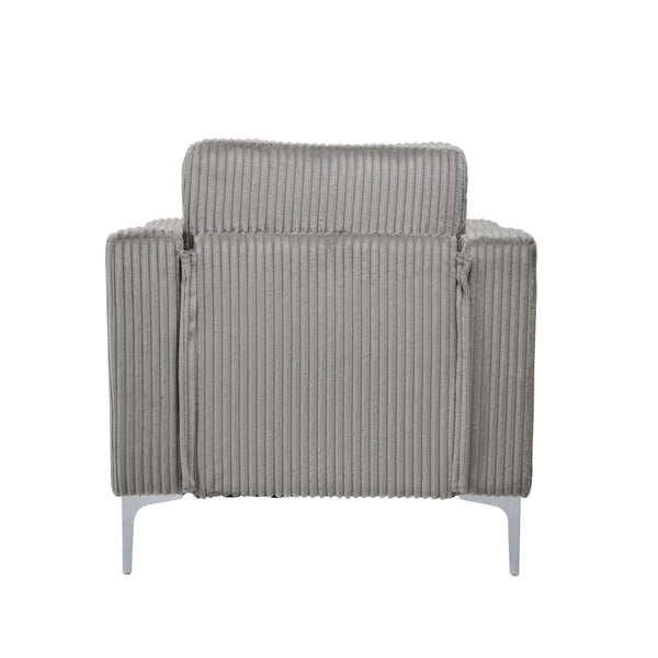 English Elm Lounge Corduroy Arm Seat with Steel Legs — Modern Convertible Single-Seat Sofa, Plush Foam Comfort Gray W3098S00023