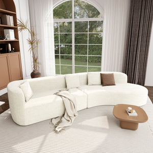 English Elm U_Style Curved Modular 132" Chenille Sectional Sofa with Plush Spring Cushions for Cozy Living Beige WY000456AAA