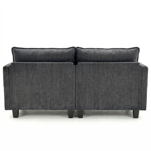 English Elm Modern Chenille Upholstered Loveseat with Usb Ports and Pockets for Compact Living Black W2519P486088