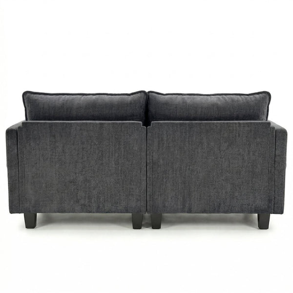 English Elm Modern Chenille Upholstered Loveseat with Usb Ports and Pockets for Compact Living Black W2519P486088