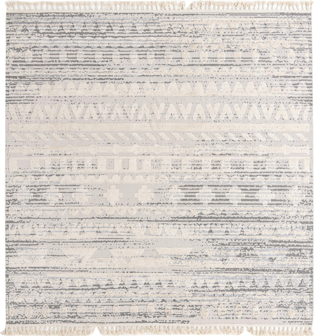 Unique Loom Arlo Avery Machine Made Tribal Rug Sandy Beige, Blue/Gray 9' 10" x 9' 10"