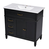 English Elm 36" Bathroom Vanity With Sink, Black Bathroom Cabinet With Drawers, Solid Frame and Mdf Board, One Package