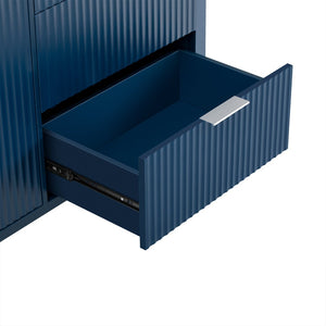 English Elm U-Style Modern Wave-Pattern Sideboard With 3 Drawers & Hooks - Stylish Storage For Any Space N711P345172V-GIGA