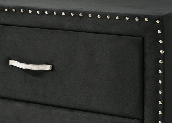 English Elm 1pc Glam Style Five-Drawer Chest 35.4"x20.1"x49.8" Tufted Fabric Nailhead Accent Modern Bedroom Storage B011P288733