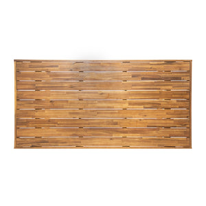 English Elm 67" Outdoor Solid Acacia Dining Table Slatted Teak Finish Seats Six Patio Garden N762P371718D