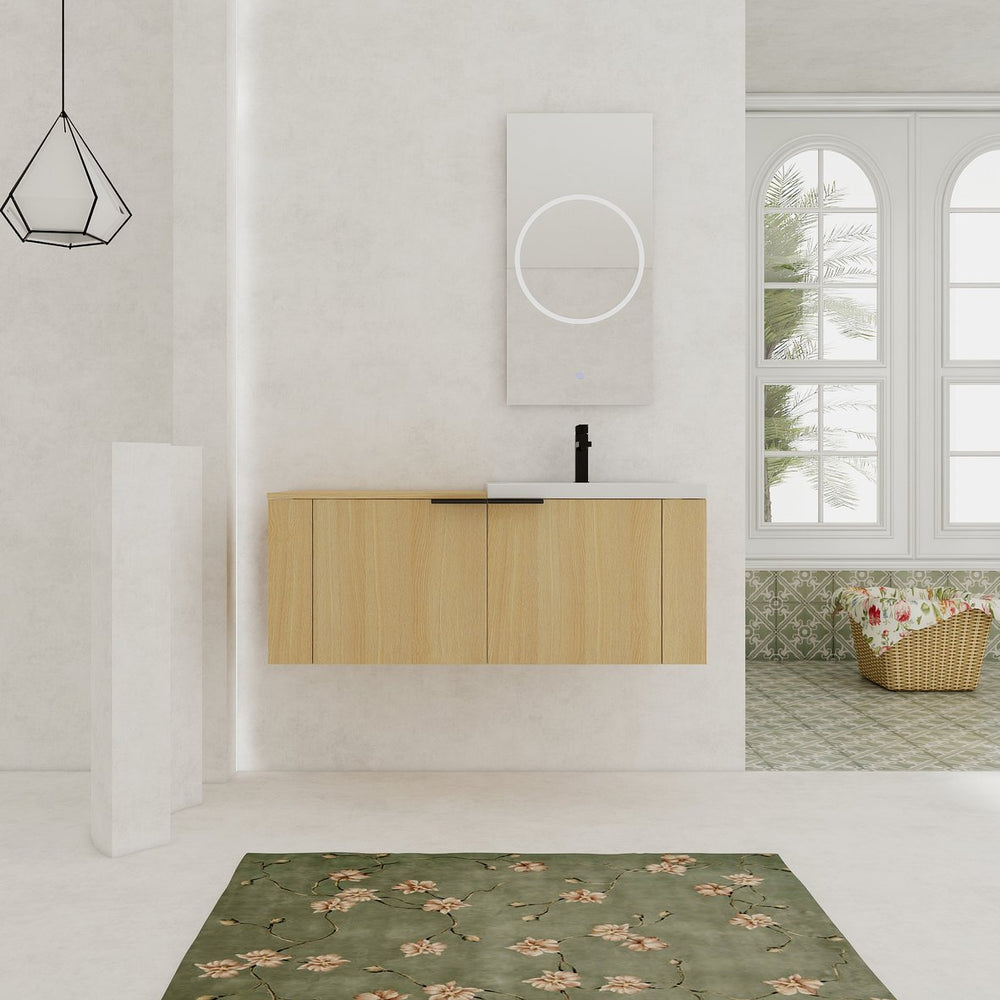 English Elm 48 Modern Bathroom Vanity Sink Combo with Soft-Close Doors, Engineered Wood, Spacious Storage, Easy Assembly Oak W1972S00013