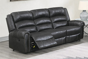 English Elm 1pc Power Reclining Sofa Leatherette Upholstery Usb Charging Nailhead Living Room B011S02331