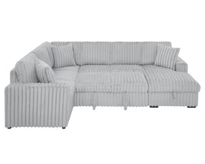 English Elm 122 Plush U-Shape Sectional Sofa Bed with USB Ports, Hidden Storage Chaise & Spacious Armrest Comfort Grey W1417S00079