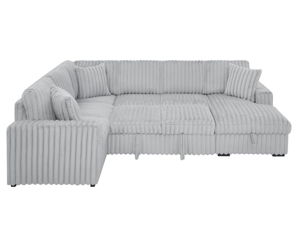 English Elm 122 Plush U-Shape Sectional Sofa Bed with USB Ports, Hidden Storage Chaise & Spacious Armrest Comfort Grey W1417S00079