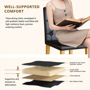 English Elm 4-pack PU dining chairs with ergonomic buckle backrest, gold metal legs, high-density sponge comfort Black+Gold W1151P295705