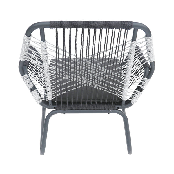 English Elm Christopher Knight Home® - IDAHO Woven Rope Club Chair Set of 2 – Gray Steel Frame, Water-Resistant Polyester Cushions, Stylish Patio Seating (2-Pack) 62330.00CGRY