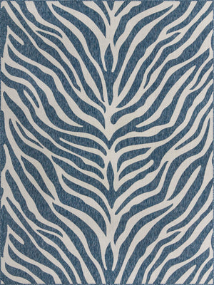 Unique Loom Outdoor Safari Tsavo Machine Made Animal Print Rug Blue, Ivory 9' 0" x 12' 0"