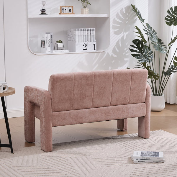 English Elm Nordic Ergonomic Double Armchair Upholstered Chenille Two-Seater Sofa 550lb Capacity Compact Lounge Chair Pink W395P380535