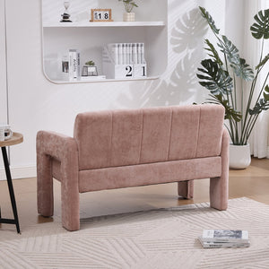 English Elm Nordic Ergonomic Double Armchair Upholstered Chenille Sofa 2-Seater Compact Lounge Chair 550LB Capacity Pink W395P380535