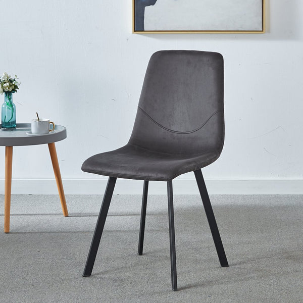English Elm Dining Chairs Set of 2 Dark Gray Velvet Upholstered Mid-Century Metal Legs Ergonomic Supportive Seating for Kitchen & Dining Room, Easy Clean & Assembly B205P339998
