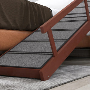 English Elm 70.5" Pine Wood Dog Ramp with Carpet Grip Strips for Senior Pets and High Furniture T3971P415086