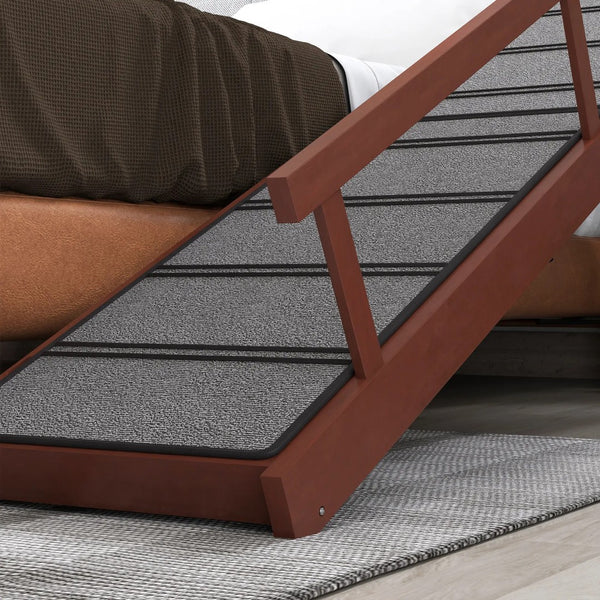 English Elm 70.5" Pine Wood Dog Ramp with Carpet Grip Strips for Senior Pets and High Furniture T3971P415086