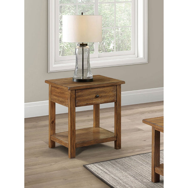 English Elm Castleton Solid Pine End Table with Drawer and Shelf for Farmhouse Living Rooms B062P451648