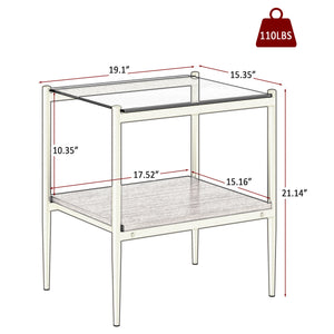 English Elm Coffee Table And End Tables Set Of 3 - Sleek Gray Tempered Glass & Mdf, Modern Living Room Decor W241S00045