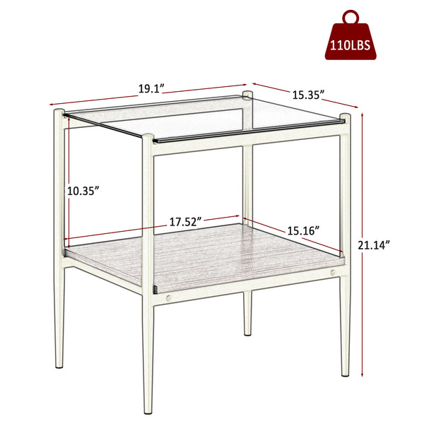 English Elm Coffee Table And End Tables Set Of 3 - Sleek Gray Tempered Glass & Mdf, Modern Living Room Decor W241S00045