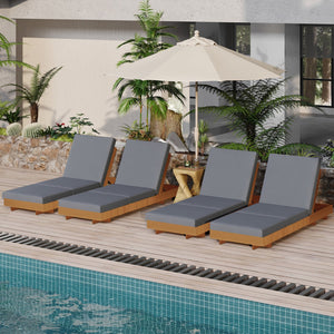English Elm Christopher Knight Home® - Lounge Chaise Set – Stylish Acacia Wood With Water-Resistant Cushions & 6-Position Adjustability! N770P281696C_N770P208326G