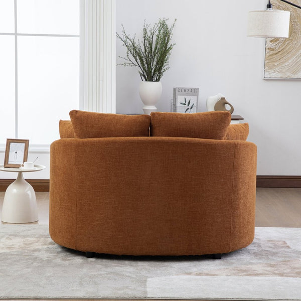 English Elm 56.3'' Oversized Barrel Lounger Chenille Cuddle Chair with Pocket Spring Deep Seat Orange W3118S00036