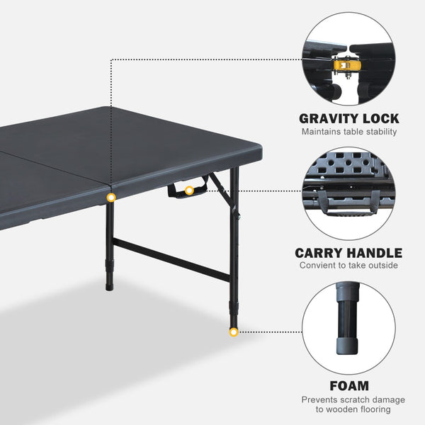 English Elm 4ft Folding Plastic Utility Tables Set of Two Adjustable Height Portable Outdoor Party W1408P447135