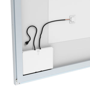 English Elm 32x40 LED Bathroom Vanity Mirror Silver Frame IP44 Anti-Fog Touch Dimmer Memory Tray Modern Smart W708P176758