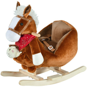 English Elm Qaba Giraffe Plush Toddler Rocking Ride on Toy with Sound and Safety Belt W2225P200532