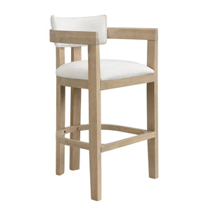 English Elm 30" Rubberwood Upholstered Barstools with Arms Mid-century Style for Kitchen Island Set of 2 Beige,Light Ash N771P361772A