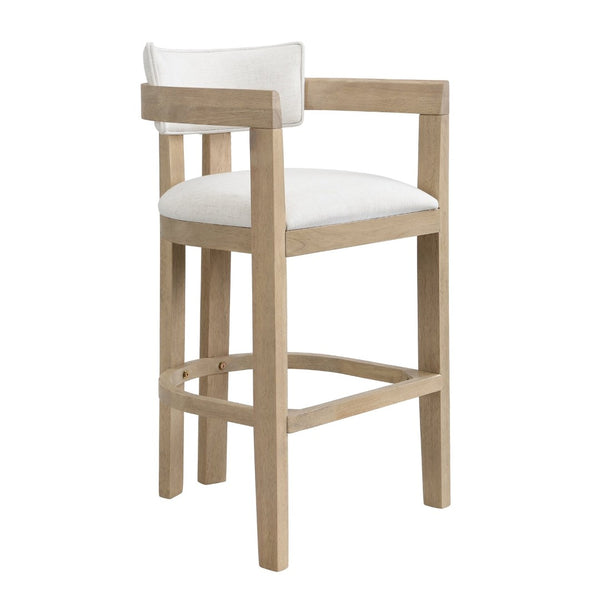 English Elm 30" Rubberwood Upholstered Barstools with Arms Mid-century Style for Kitchen Island Set of 2 Beige,Light Ash N771P361772A