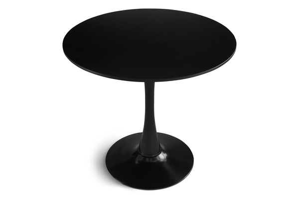 English Elm Round Round Dining Table 31.5" Black Tulip Design Modern Pedestal Table for Small Spaces, Seats 2-4 W2720P204035