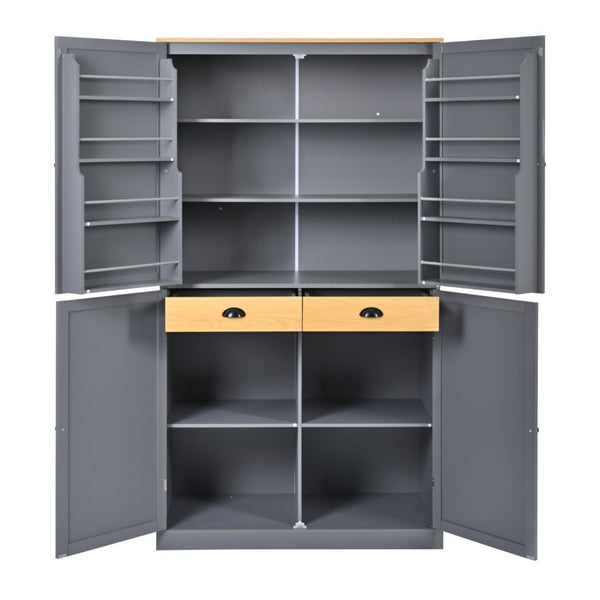 English Elm Topmax Freestanding Pantry Cabinet Gray Mdf with Drawers Door Shelves SP000046AAE