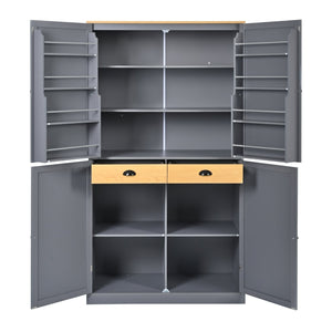 English Elm Topmax Freestanding Pantry Cabinet with Drawers Adjustable Shelves Kitchen Gray N717S000046E