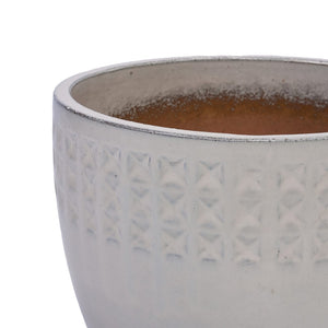 English Elm Set Of 3 Ceramic Flowerpots - Handcrafted Modern Planters In Ancient White For Stylish Spaces W3273P321485-GIGA