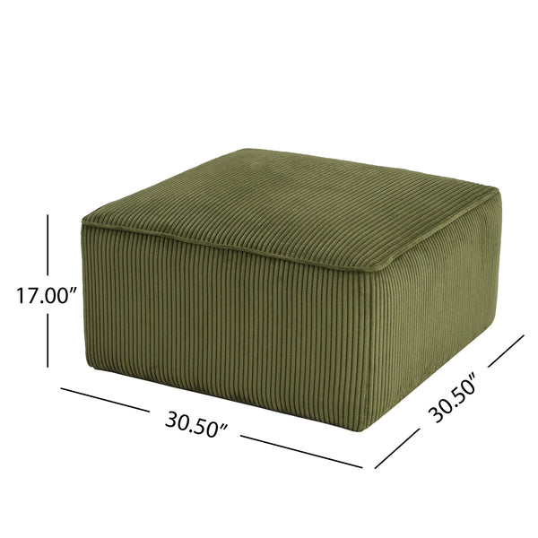 English Elm Christopher Knight Home® - ISABELLA PU Ottoman with Faux Leather Upholstery, Pocket Coil Comfort, Plywood Frame, Modern Accent Chair Olive Green N757P180768V