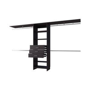 English Elm Wengue Modular Closet Organizer System — Walk-In Storage Solution with Shelves, Drawers & Rods (118") B062S00624