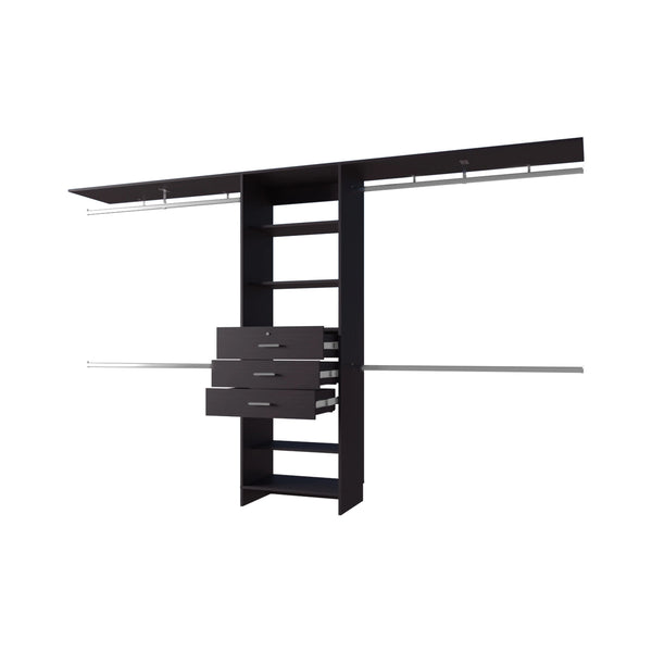 English Elm Wengue Modular Closet Organizer System — Walk-In Storage Solution with Shelves, Drawers & Rods (118") B062S00624