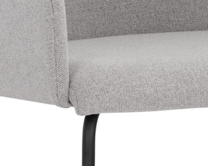 Sunpan HENSLEY Dining Armchair in Mina Warm Grey - Chic Comfort, Modern Design, Durable Metal Legs, Versatile Style 108914