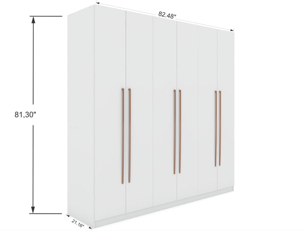 English Elm Gramercy 82" Wardrobe Organizer with Soft-Close Doors, Aluminum Rods, Shelves & Center Drawers White B365S00001