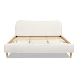 English Elm Roman Curved Headboard Upholstered Platform Bed, King, Ivory White Boucle