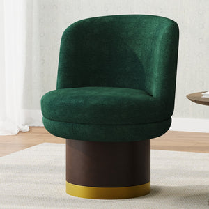 English Elm 360°swivel Chenille Barrel Chair Mid-century Round Seat for Living Room or Bedroom N763P331762F