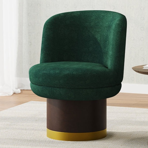 English Elm 360°swivel Chenille Barrel Chair Mid-century Round Seat for Living Room or Bedroom N763P331762F