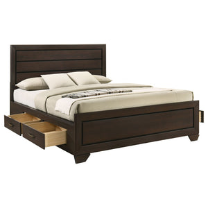 English Elm Holmgren Eastern King Storage Bed with Recessed Panel Headboard in Dark Cocoa Wood B062S01850