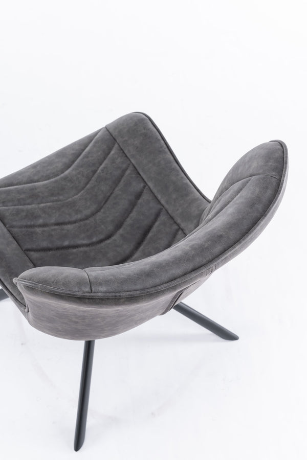 English Elm Mid-Century Modern Swivel Wingback Dining Chair Set Of 2 - Elegant Leather Accent Chairs In Dark Gray T3903P405992