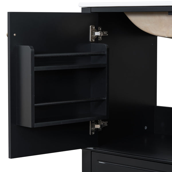 English Elm Christopher Knight Home® - 30" Freestanding Bathroom Vanity with Ceramic Sink, Soft-Close Door, Gold Knobs & 3 Drawers, Durable Painted Finish Black N759P225994B